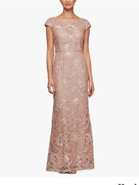 Alex Evenings Rose Gold Sequin A-Line Gown